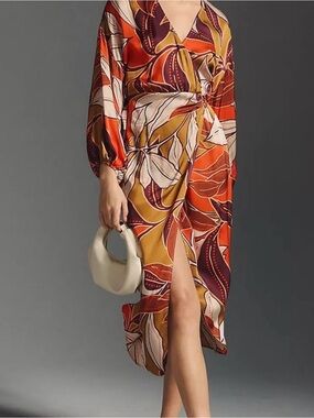 Antropology Floral Printed Midi Dress XXS